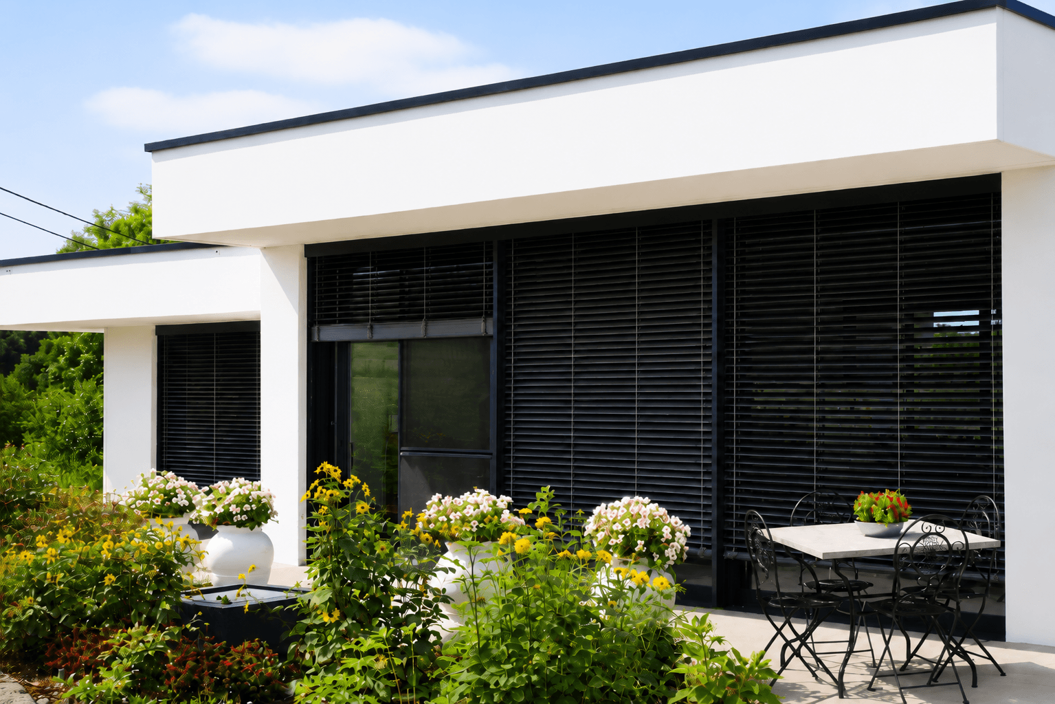 Moderne woning met ramen en zonwering geplaatst door Thimaco